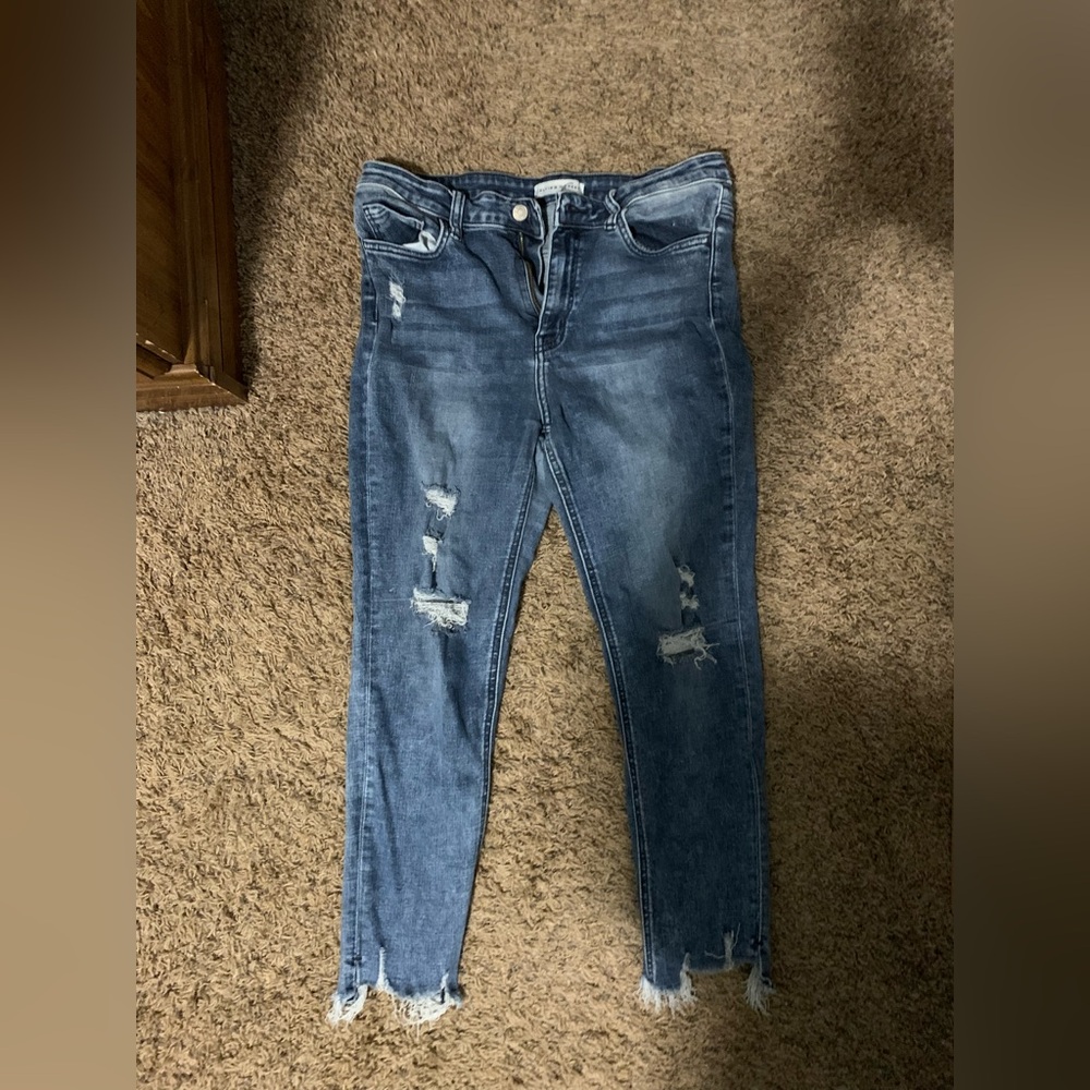Flying Monkey Distressed Ankle Jeans in Blue